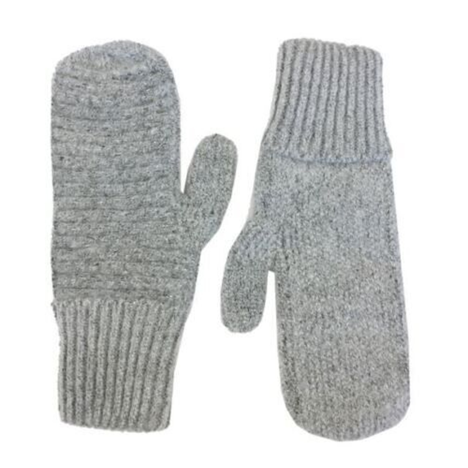 Sole Society Women's Mittens With Lurex Light Grey & Silver Metallic One Size